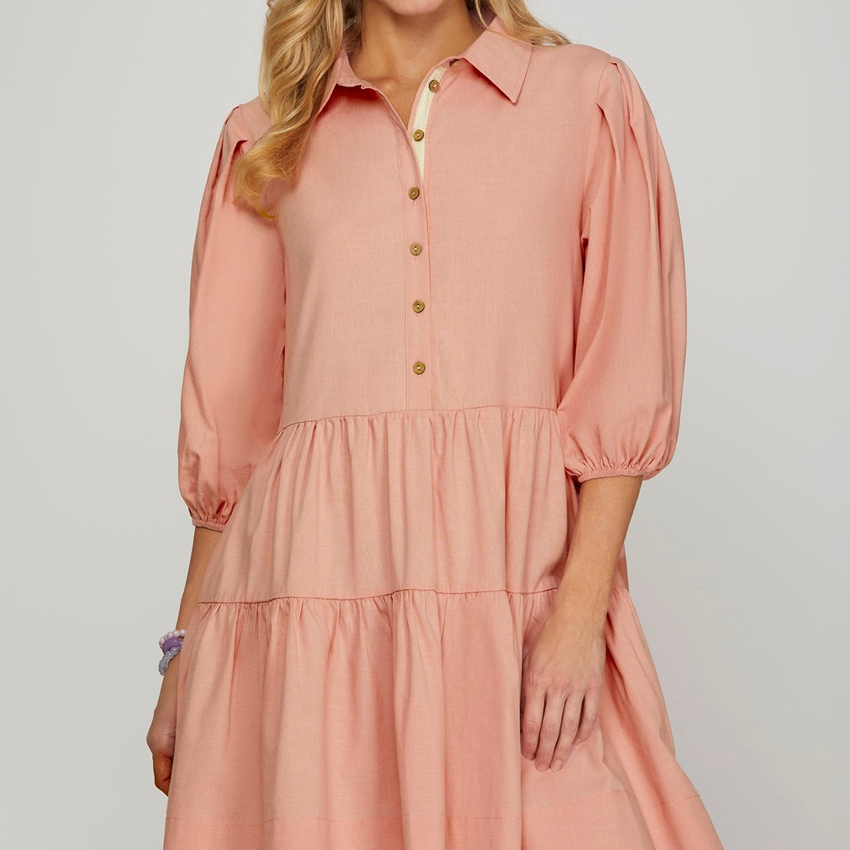 Play By Tier Button Down Dress